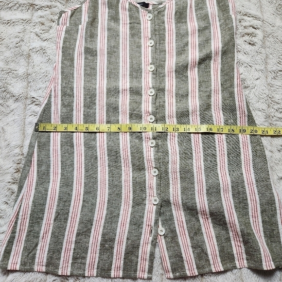 Size L Mini dress Spaghetti straps Linen blend Green white FOREVER 21 #79 - Picture 8 of 15